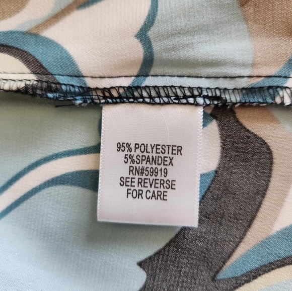 Apt. 9 Blue, Black & Cream Abstract Button-Down Tie-Waist Top - Picture 8 of 9